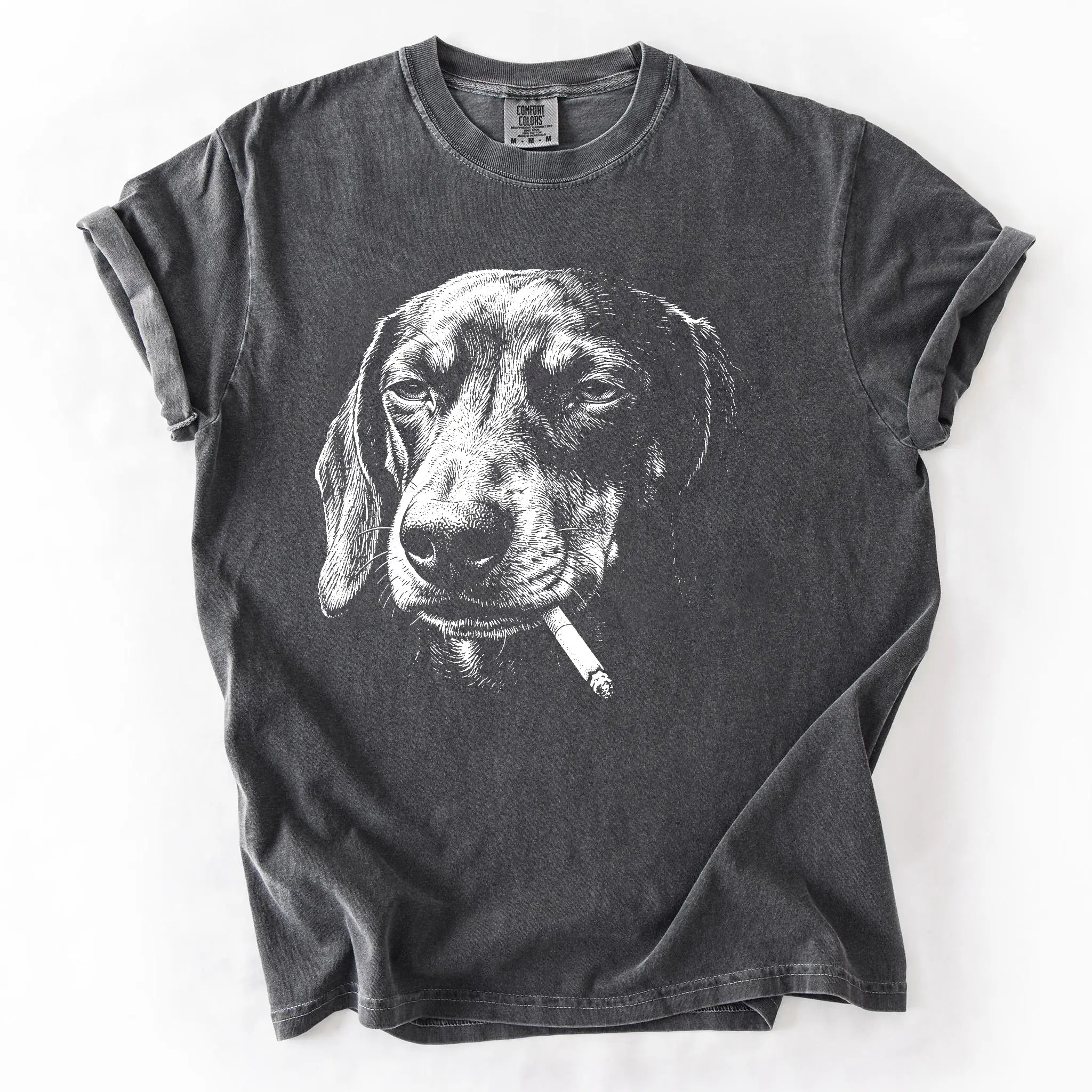 Comfort Colors Funny Vintage Smoking Dog Shirt, Retro Dog Lover Comfort Colors Tee Featuring Multiple Popular Breeds, Cool Canine Graphic T-Shirt, Unisex Pet Lover Gift, Funny Puppy Portrait Shirt for Dog Moms and Dog Dads, Trendy Animal Lover Apparel