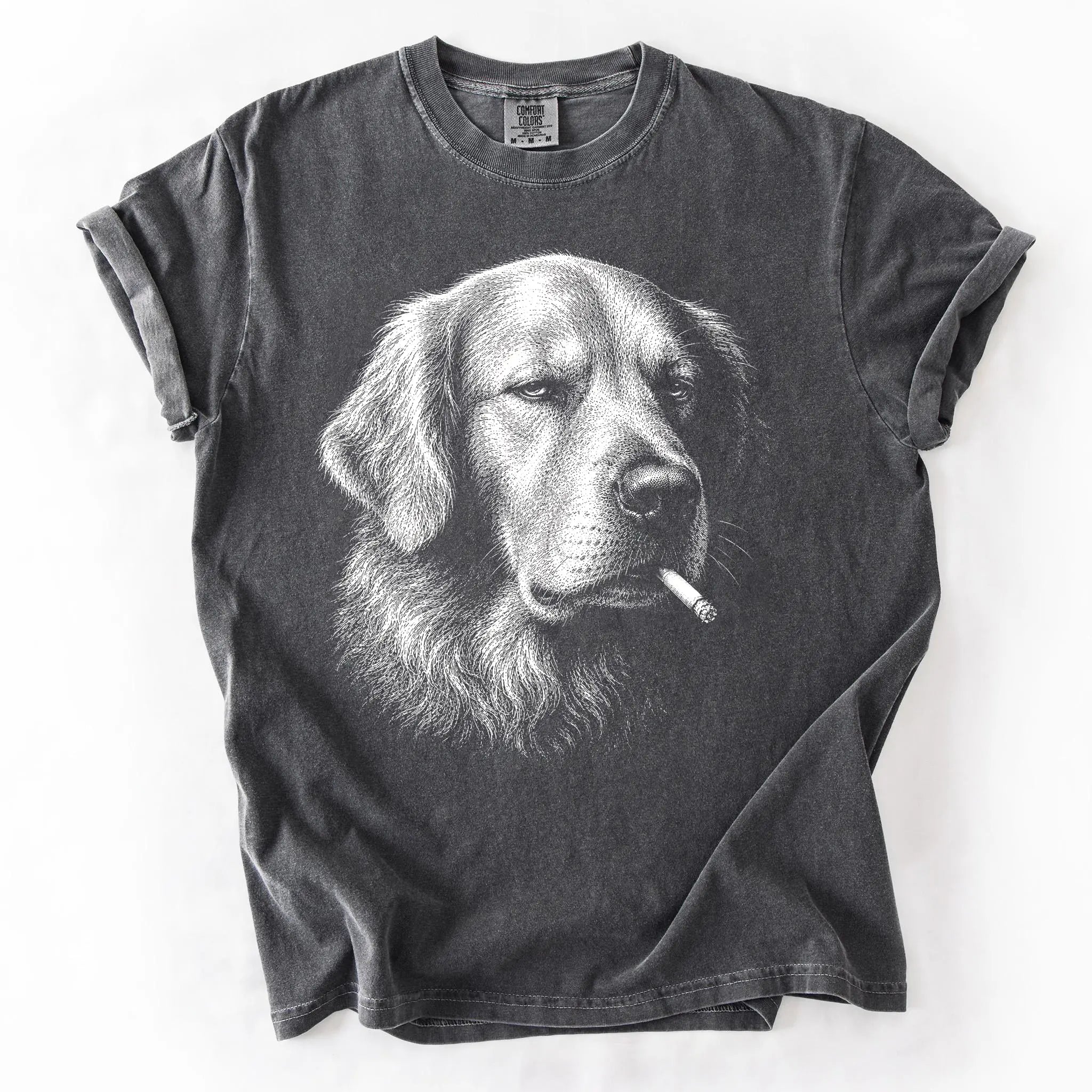 Comfort Colors Funny Vintage Smoking Dog Shirt, Retro Dog Lover Comfort Colors Tee Featuring Multiple Popular Breeds, Cool Canine Graphic T-Shirt, Unisex Pet Lover Gift, Funny Puppy Portrait Shirt for Dog Moms and Dog Dads, Trendy Animal Lover Apparel